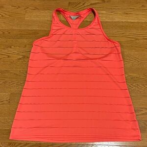 Athleta | Orange Peach Racerback Stripes are Mesh Seethrough Size Large